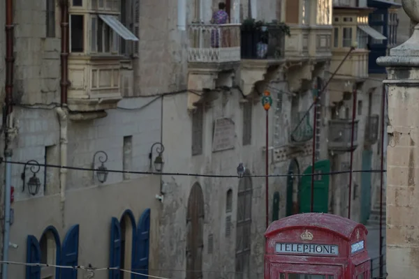 Malta Old Red Telephone Cabin Valletta — Stock Photo, Image