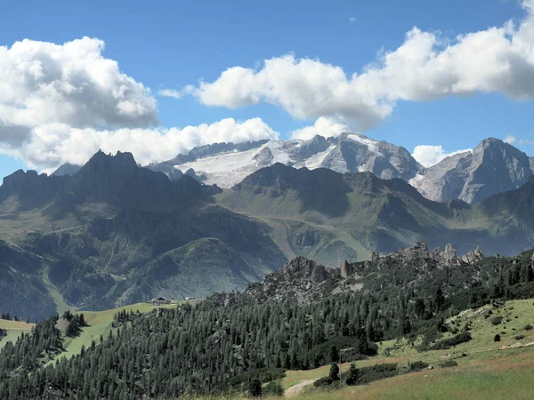 Dolomity Hory Badia Údolí Pohled Panorama Krajina — Stock fotografie