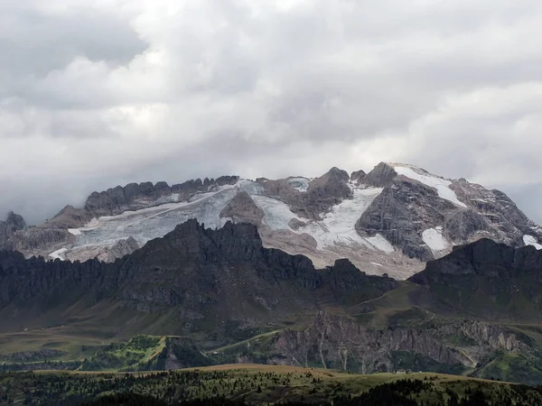 Dolomieten Marmolada Gletsjer Uitzicht Vanaf Corvara Panorama — Stockfoto