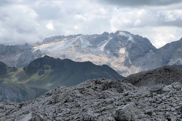 Dolomitas Marmolada Glaciar Vista Corvara Panorama — Fotografia de Stock