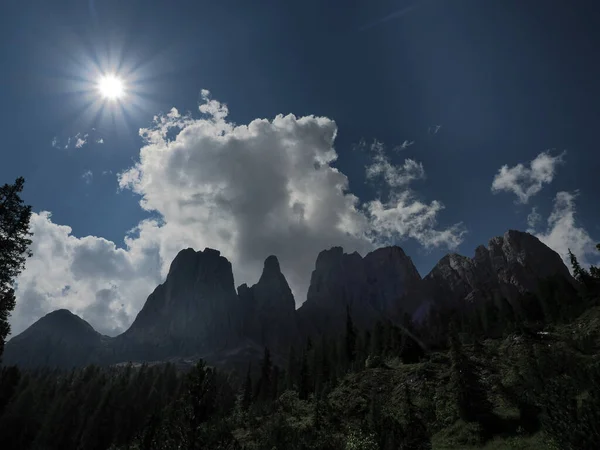 Dolomites Mountains Badia Valley View Panorama Landscape — Stock Photo, Image