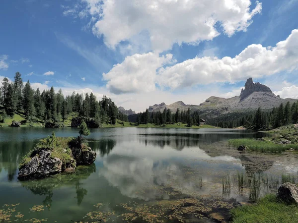 Federa Lake Dolomites Panorama Landscape View — Stock Photo, Image