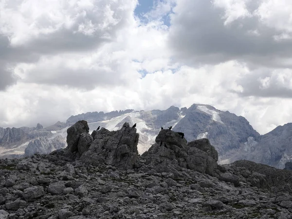 Dolomitas Vista Del Glaciar Marmolada Desde Panorama Corvara —  Fotos de Stock
