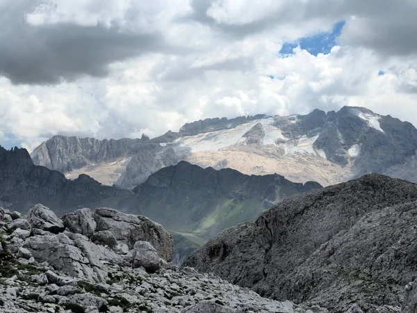 Dolomitas Marmolada Glaciar Vista Corvara Panorama — Fotografia de Stock