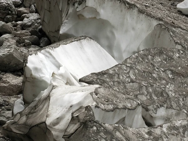 Vista Los Trabajadores Cubre Glaciar Marmolada Durante Verano Previniendo Derretimiento — Foto de Stock
