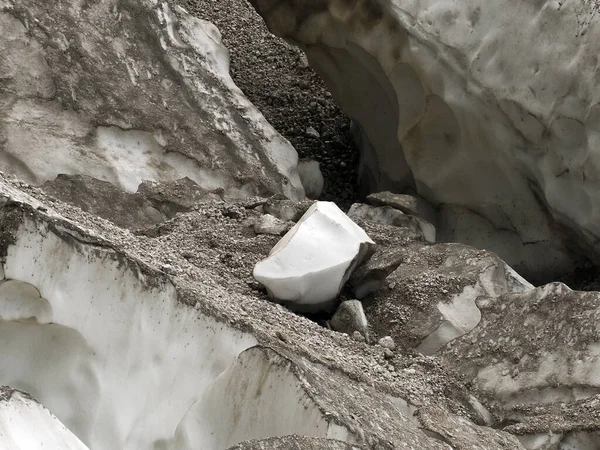 Vue Des Travailleurs Couvre Glacier Marmolada Pendant Heure Été Empêchant — Photo