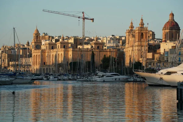 Malta Três Cidades Pôr Sol Vittoriosa Senglea Cospicua — Fotografia de Stock