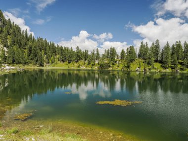Croda da lago Federa Gölü Dolomitler Panorama Manzarası