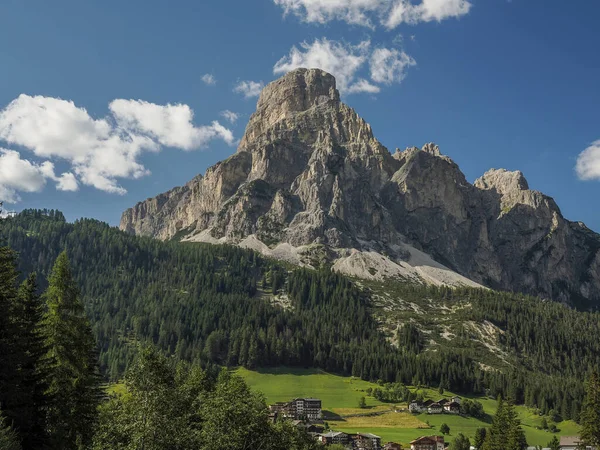 Sassongher Mountain Corvara Dolomites Panorama Landscape — Stock Photo, Image
