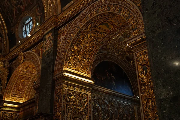 Malta Kościół Wnętrze Valletta John Katedra — Zdjęcie stockowe
