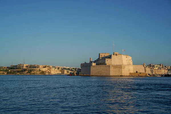 Malta Város Kilátás Valletta Naplemente Panoráma Táj — Stock Fotó