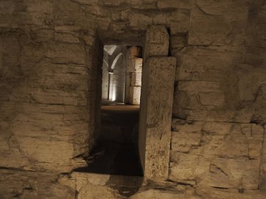 Kolezyum Roma 'nın iç mekanı. Gece karanlık gökyüzünde.