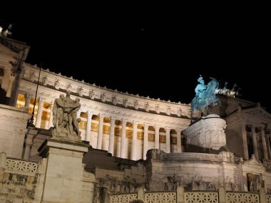 altare della patria rome italy view at night on black sky