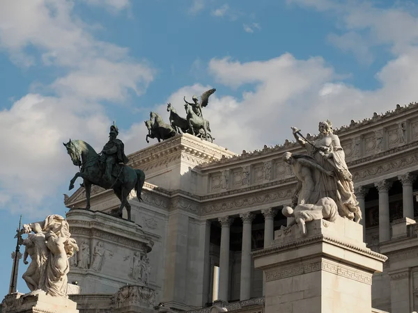 Altare Della Patria Roma Vista Sul Sole Azzurro Cielo Sfondo — Foto Stock