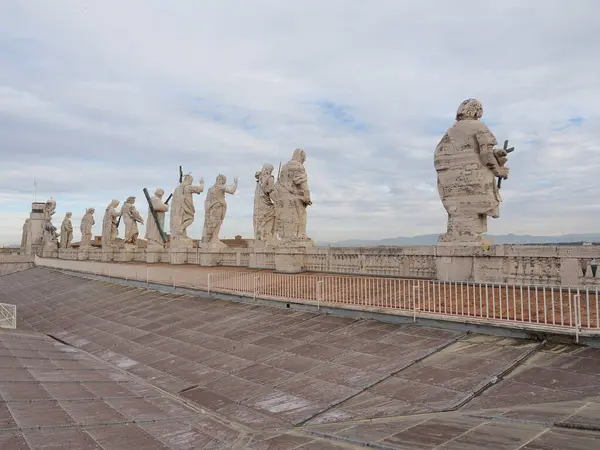 Aziz Peter Bazilika Roma Manzarası Heykelin Çatı Detaylarından — Stok fotoğraf