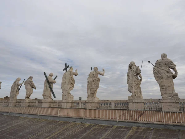 Saint Peter Basilica Rome View Rooftop Detail Statue — Stock Photo, Image