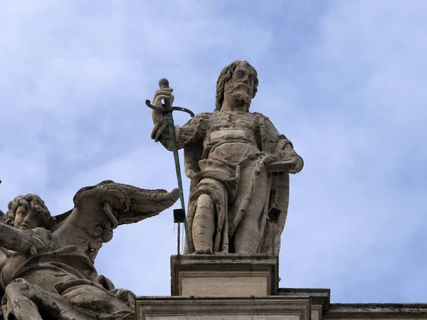Santo Peter Basilica Roma Detalle Estatua Columnas Techo —  Fotos de Stock