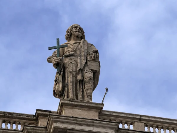 Bazylika Piotra Rzymska Detal Posągu Dachu Kolumn — Zdjęcie stockowe