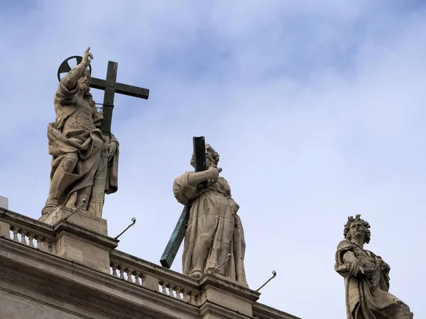 Santo Peter Basilica Roma Detalle Estatua Columnas Techo — Foto de Stock