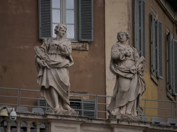 Santo Peter Basilica Roma Detalle Estatua Columnas Techo — Foto de Stock