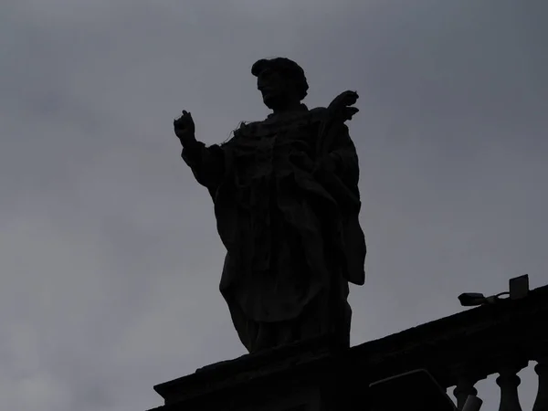 Saint Peter Basilica Rome Silhouette Detail Statue Columns Roof — Stock Photo, Image
