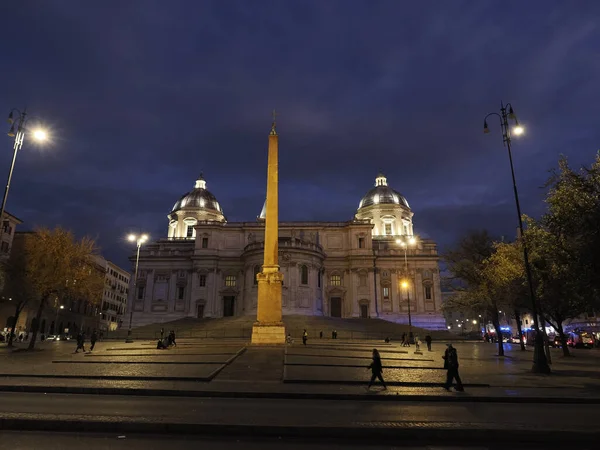 Santa Maria Maggiore Kilisesi Bazilikası Roma Talya Gece Vakti Kara — Stok fotoğraf