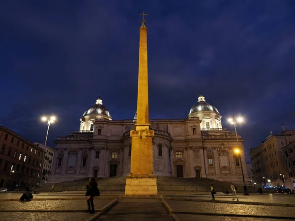 Santa Maria Maggiore Igreja Basílica Roma Itália Vista Noite Céu — Fotografia de Stock