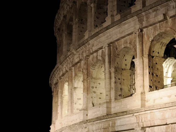 Kolosseum Rom Innenansicht Bei Nacht Schwarzen Himmel — Stockfoto