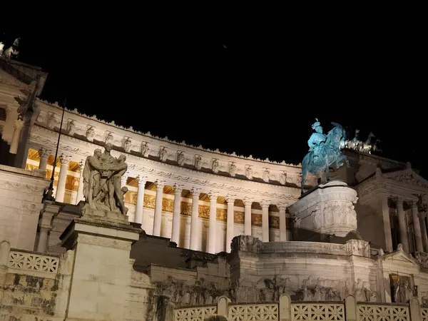Altare Della Patria Rome Italy View Night Black Sky — Stok fotoğraf