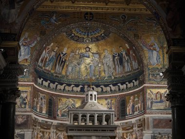 Trastevere Kilisesi Mozaik Bölümü 'nden Santa Maria.