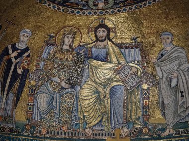 Trastevere Kilisesi Mozaik Bölümü 'nden Santa Maria.
