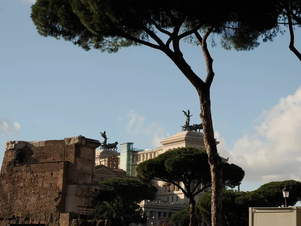 Fori Imperialistiska Rom Byggnader Gångväg Visa Kejserliga Forum — Stockfoto