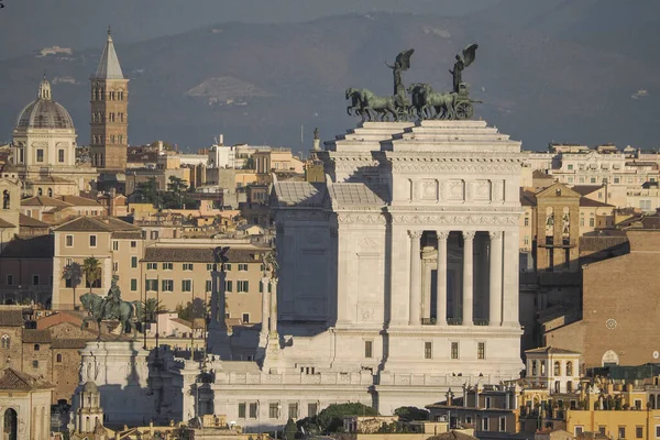 Gün Batımında Gianicolo Hill Den Altare Della Patria Rome Panorama — Stok fotoğraf