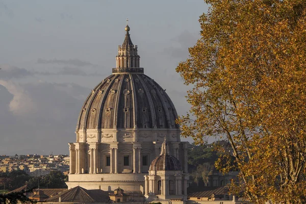 Kuppel Der Kirche Peter Vatikan Sonnenaufgang Vom Gianicolo Hügel Panorama — Stockfoto