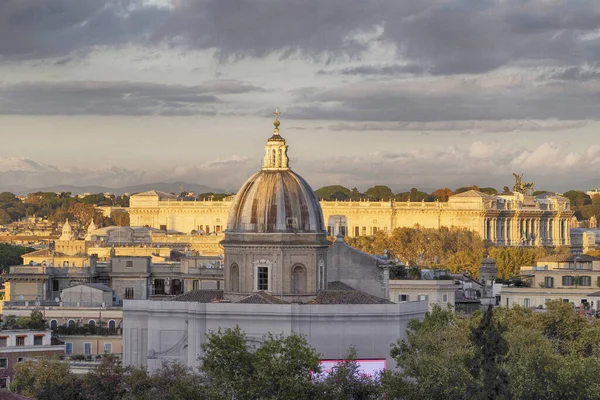 Cityscape Rome Italien Vid Solnedgången Höst Utsikt Från Gianicolo Janiculum — Stockfoto
