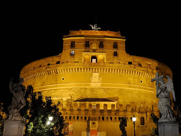 Nattutsikt Över Castel Sant Angelo Rom Italien Den Heliga Ängelns — Stockfoto