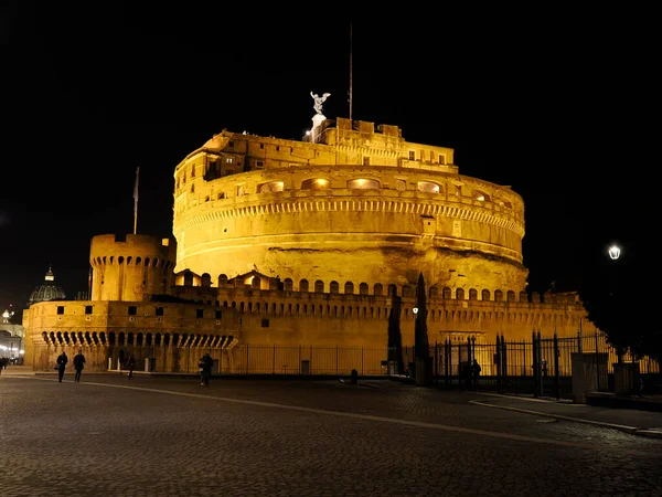 Vista Noturna Castel Sant Angelo Roma Itália Castelo Santo Anjo — Fotografia de Stock