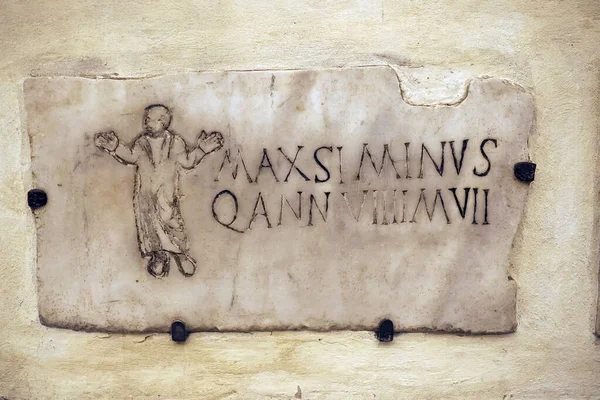 Santa Maria Trastevere Church Inscripted Stone Details — 스톡 사진