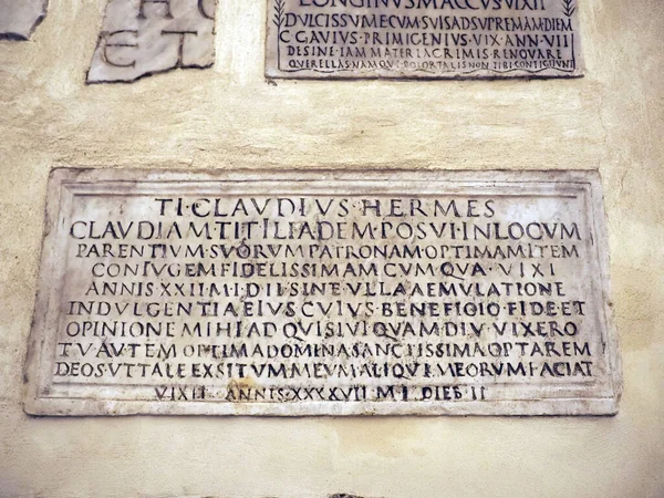 Santa Maria Trastevere Kościół Napisany Kamień Szczegół — Zdjęcie stockowe