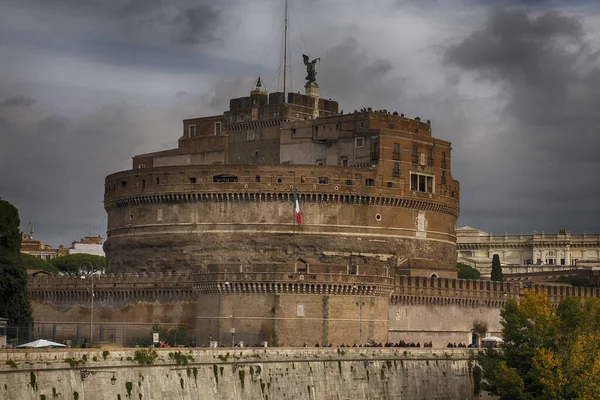 Castel Sant Angelo Pont Sant Angelo Pendant Journée Ensoleillée Rome — Photo