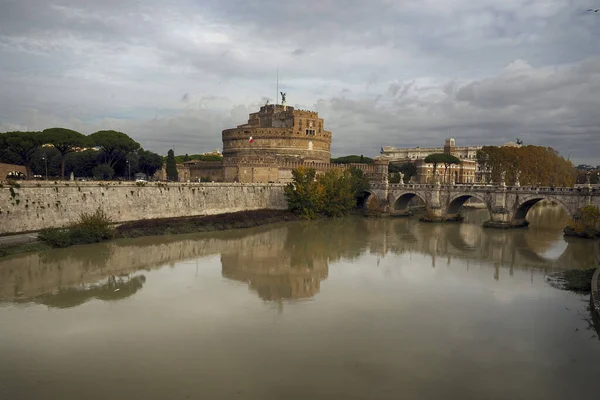 Castel Sant Angelo Ponte Sant Angelo Durante Dia Ensolarado Roma — Fotografia de Stock