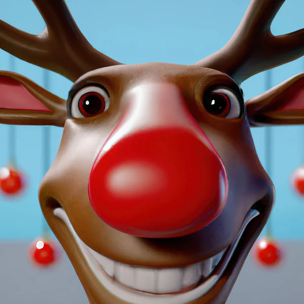 Rudolph Red Nose Reindeer Illustration Christmas Concept Generative — Stock Photo, Image