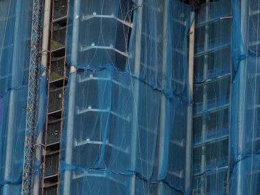 Madrid 'in Colon Plaza' sında gökdelen yenileniyor mavi gökyüzü