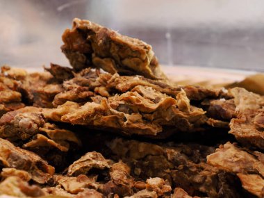 ciccioli Italian different traditional sausages at the store.