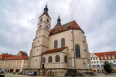 Eski kasaba Regensburg - Bavyera binalarda. UNESCO Dünya Mirası Almanya.