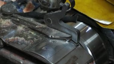 Moroccan Leather craftsman. Fes, Morocco,