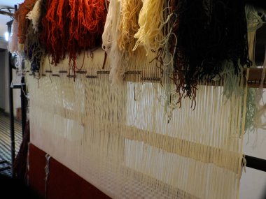 Moroccan handmade carpet at a shop in Medina of Fez