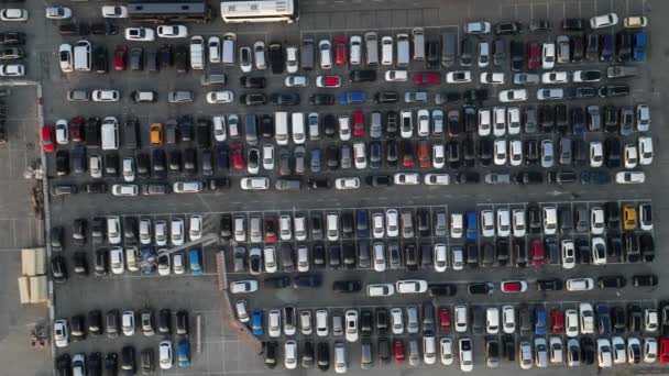 Aerial View Huge Outdoor Parking Lots Many Cars Vehicles — Video Stock