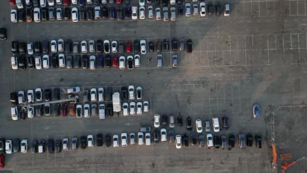 Aerial View Huge Outdoor Parking Lots Many Cars Vehicles — Vídeo de Stock
