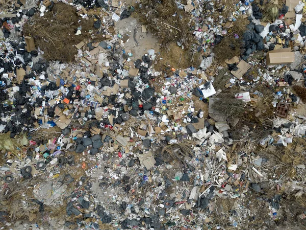 Drone Havacılık Üst Görüntüsü Büyük Çöp Yığını Çöp Yığını Çöp — Stok fotoğraf
